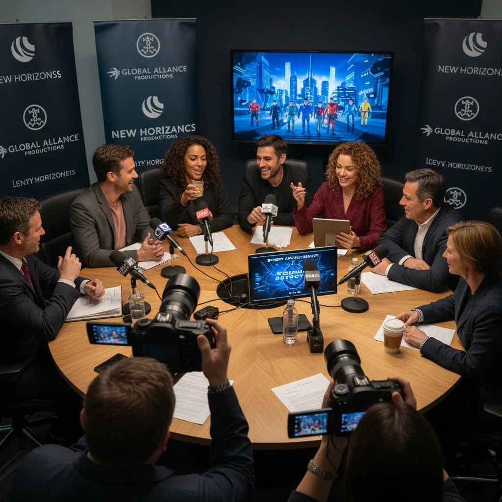 Actors discussing future collaborations and potential spinoff projects at an industry event.