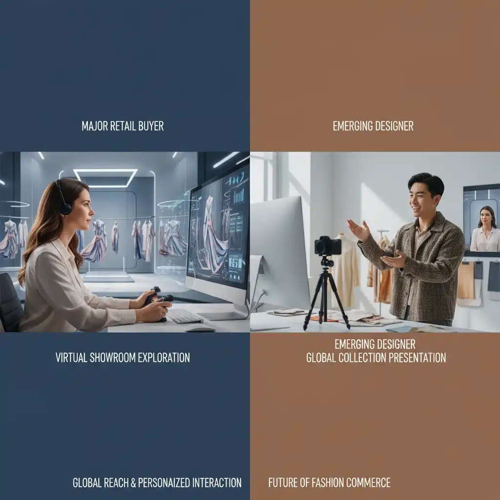 Fashion buyer and designer interacting through a virtual showroom platform