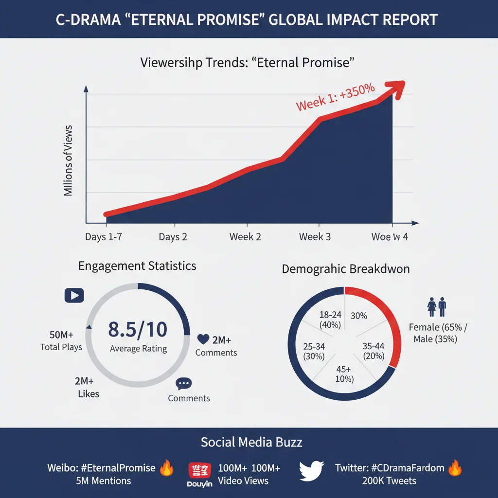 Infographic displaying C-Drama viewership growth and engagement statistics.