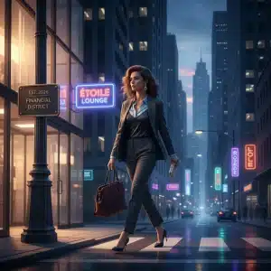 Woman transitioning from day work attire to evening elegant outfit, 2026 fashion