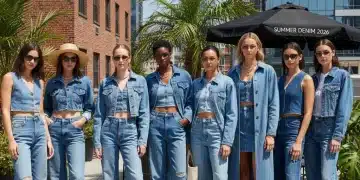 Decoding Denim Trends: 8 Styles to Add to Your Cart Before Summer 2026 Models wearing diverse denim trends for Summer 2026 in an urban setting.