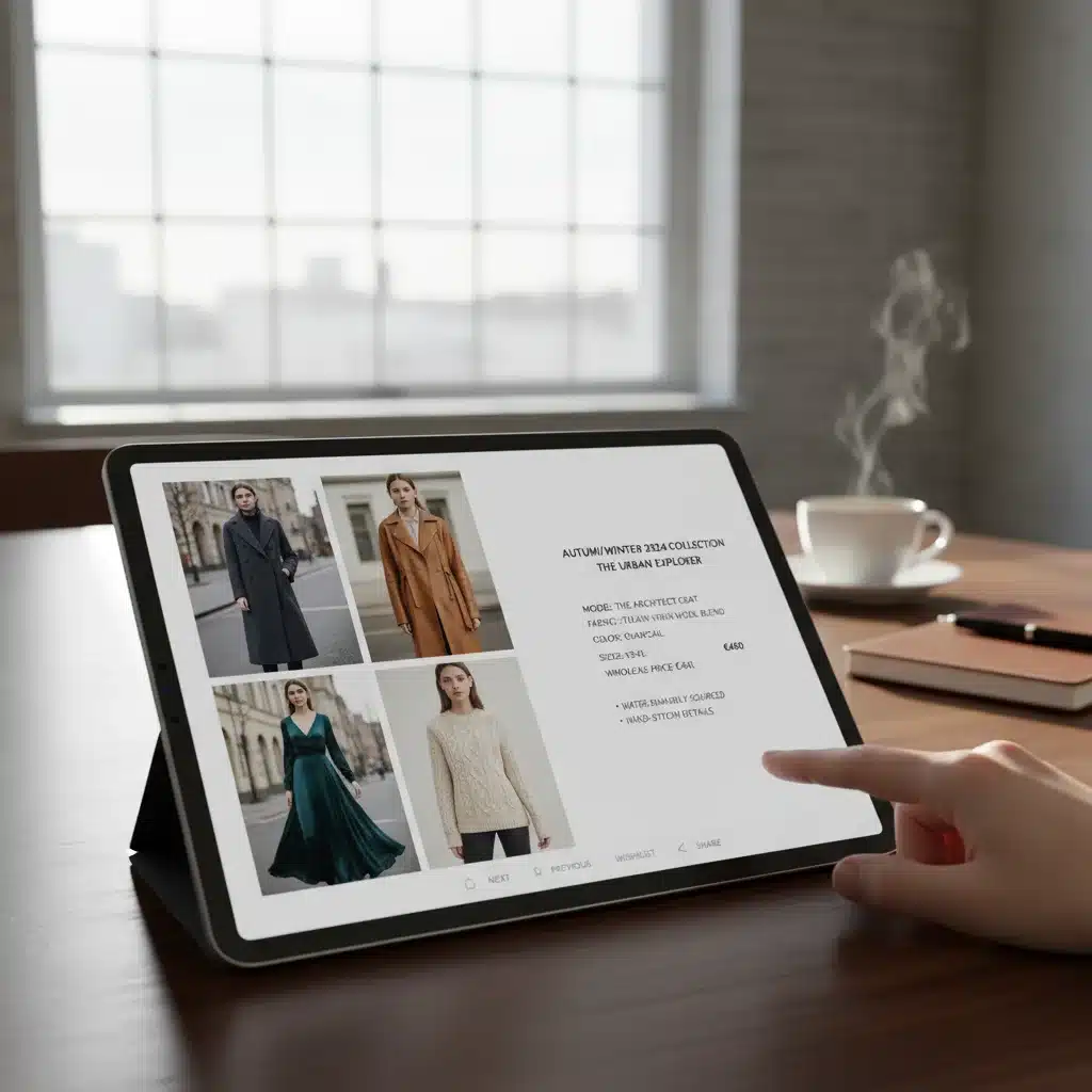Digital fashion lookbook on a tablet