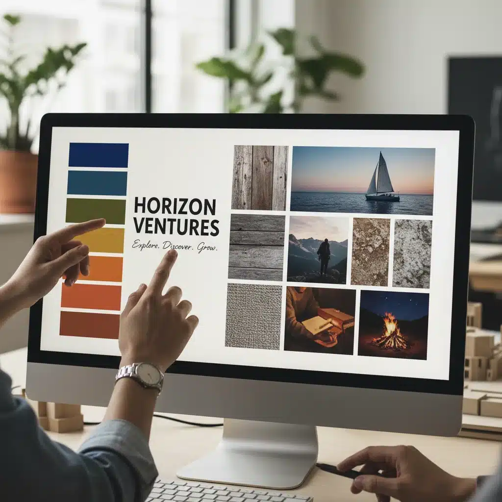 Digital mood board displaying brand aesthetic elements