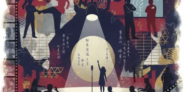 Behind the scenes of dorama casting, spotlight on a stage with actor silhouettes