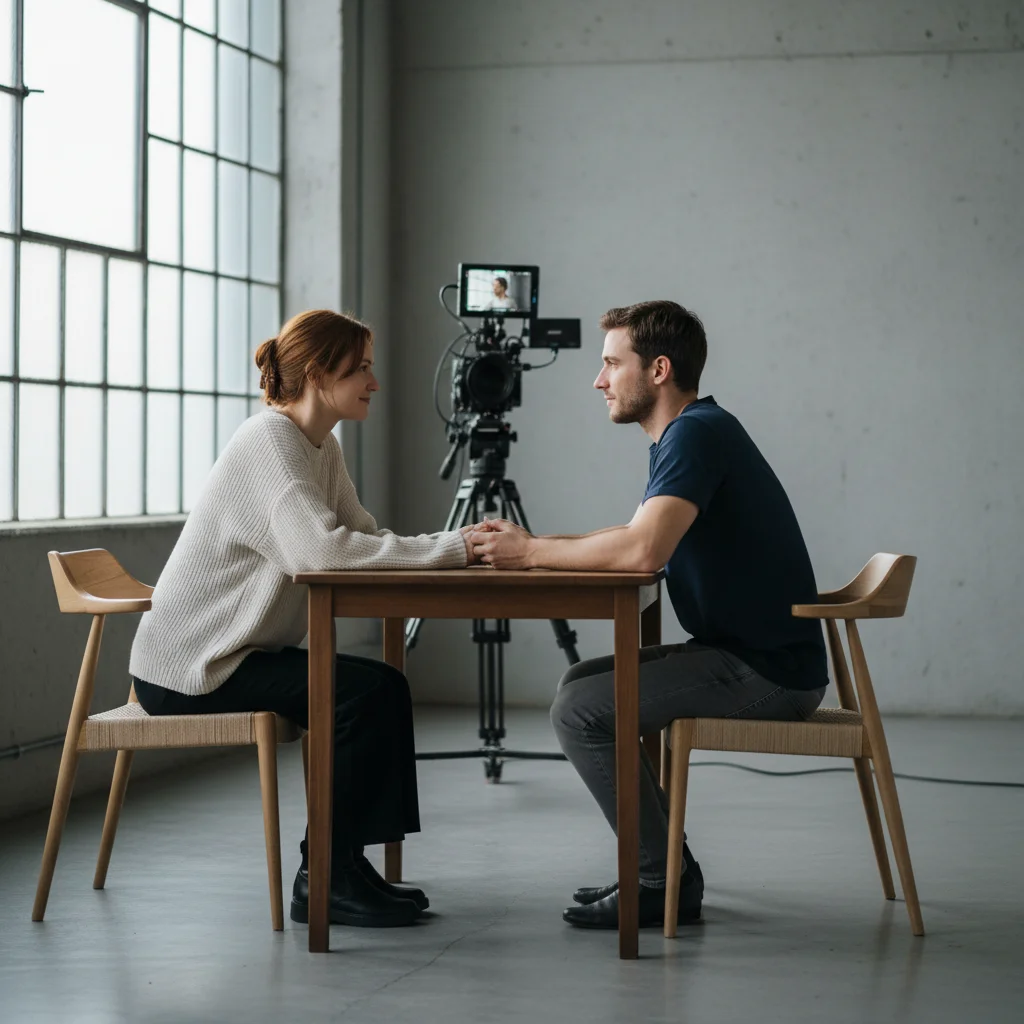 Actors performing a chemistry read for a dorama role