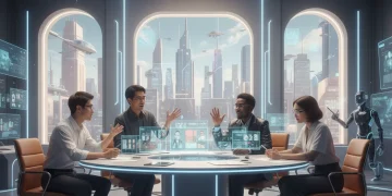 Four dorama directors discussing 2026 projects in a studio