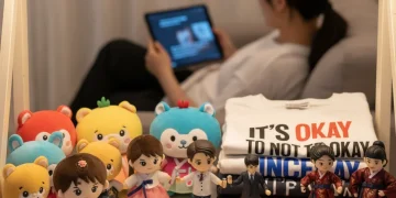 Assortment of dorama merchandise, including plush toys and apparel, for U.S. fans in 2026