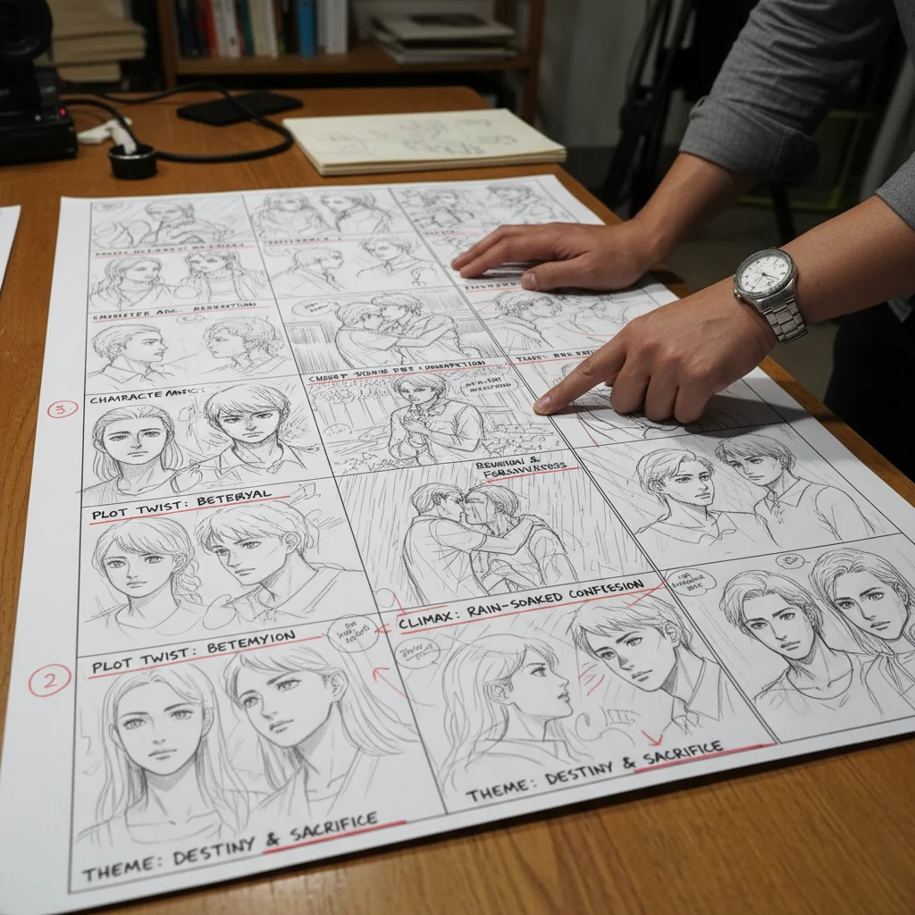 Detailed dorama storyboard with creative notes