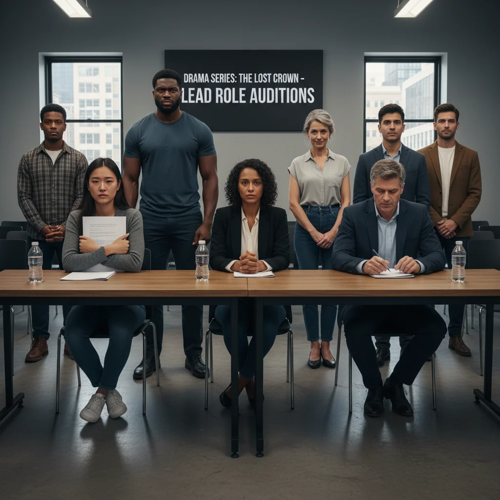 Diverse actors auditioning for a drama series