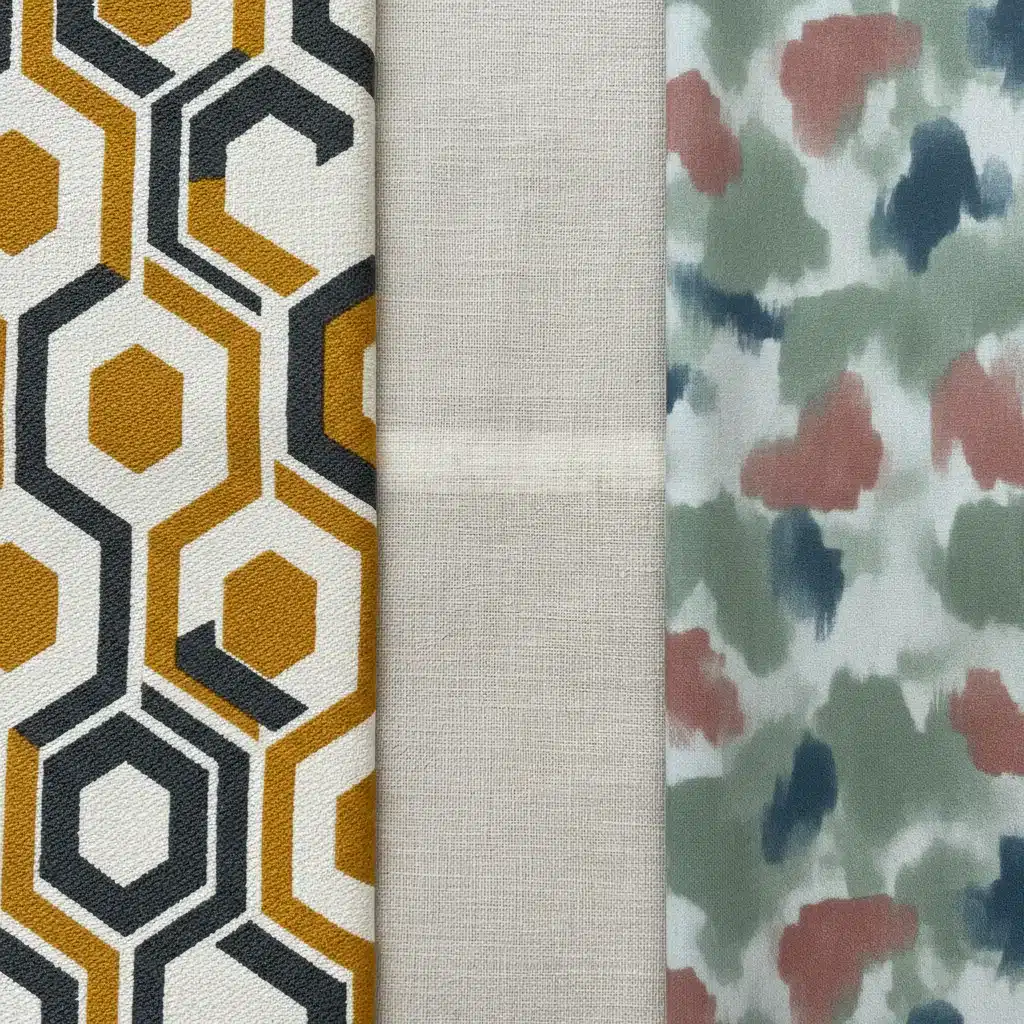 Close-up of contrasting fabric patterns demonstrating scale and color