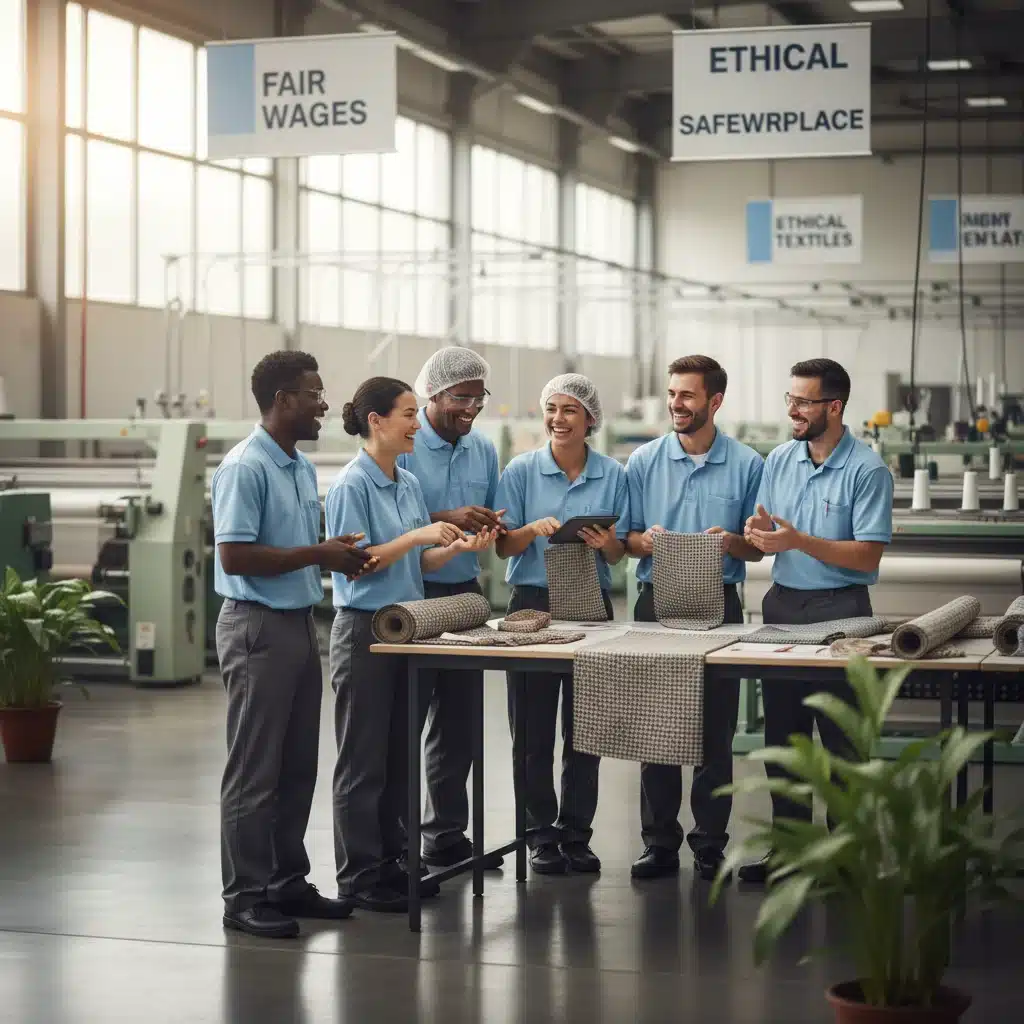 Diverse textile workers in a fair labor US factory