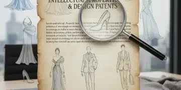 Legal documents and fashion sketches symbolizing intellectual property protection for designers.
