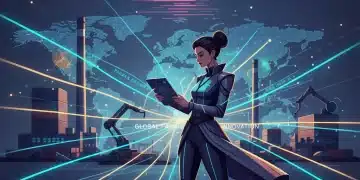 Navigating 2026: 3 Key Supply Chain Shifts for Emerging US Designers Global supply chain network with digital overlay and fashion designer sketching, symbolizing future trends.