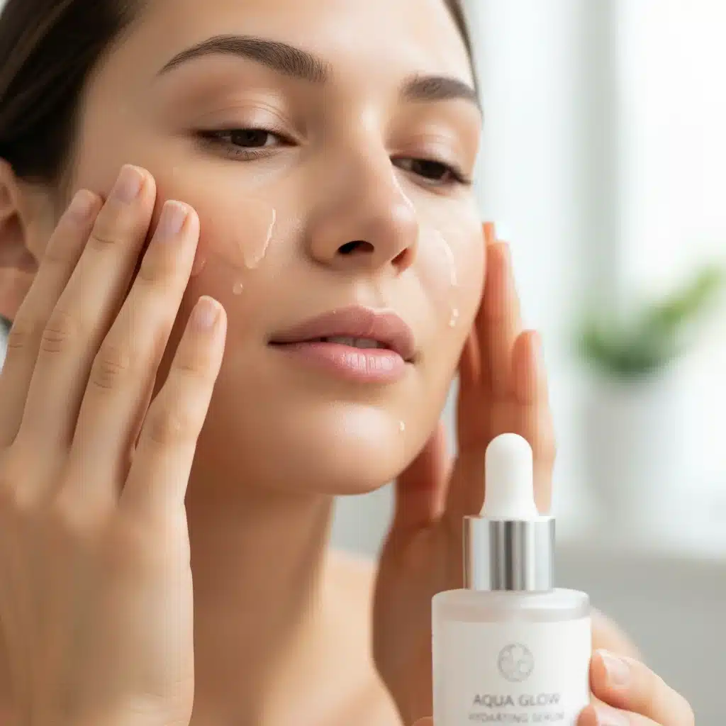 Person applying hydrating serum for glowing skin