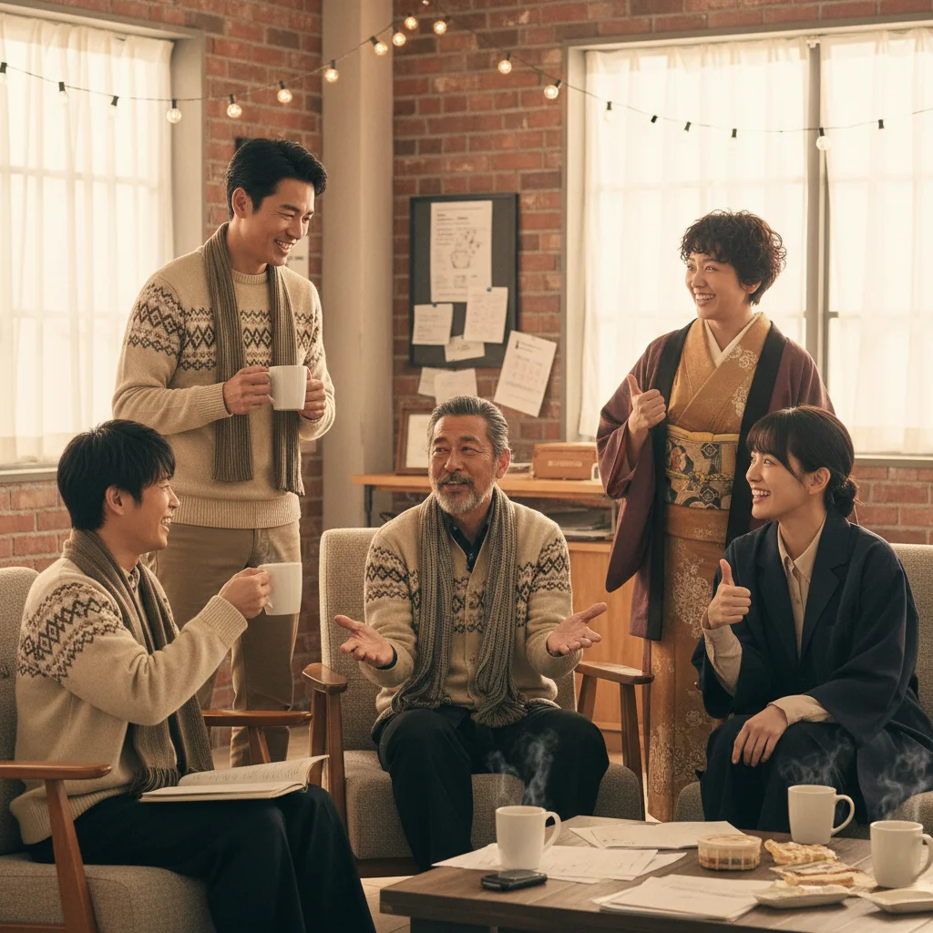 Behind-the-scenes look at the cast of the successful J-Drama, demonstrating teamwork and passion.