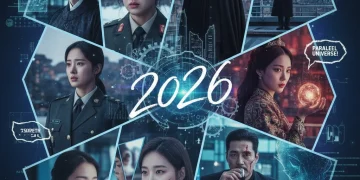 Collage of diverse K-Drama characters with thought bubbles, symbolizing fan theories and future predictions for 2026 endings.
