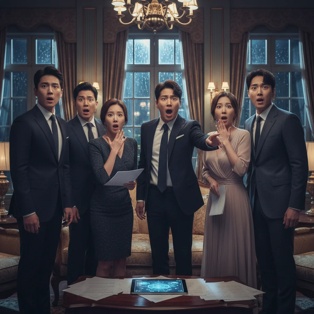 K-drama characters reacting with shock to a sudden plot twist revelation.