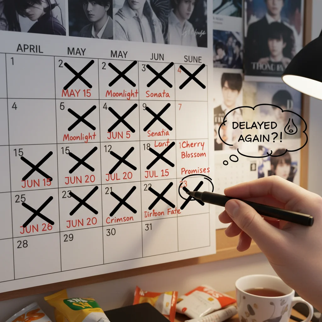Calendar showing revised dorama release dates due to production delays