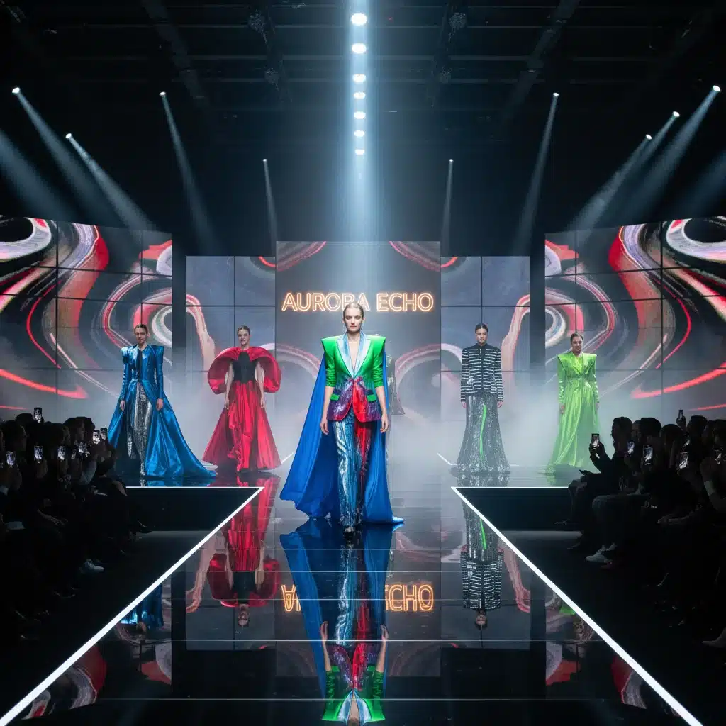 Models on a runway presenting a new designer collaboration collection