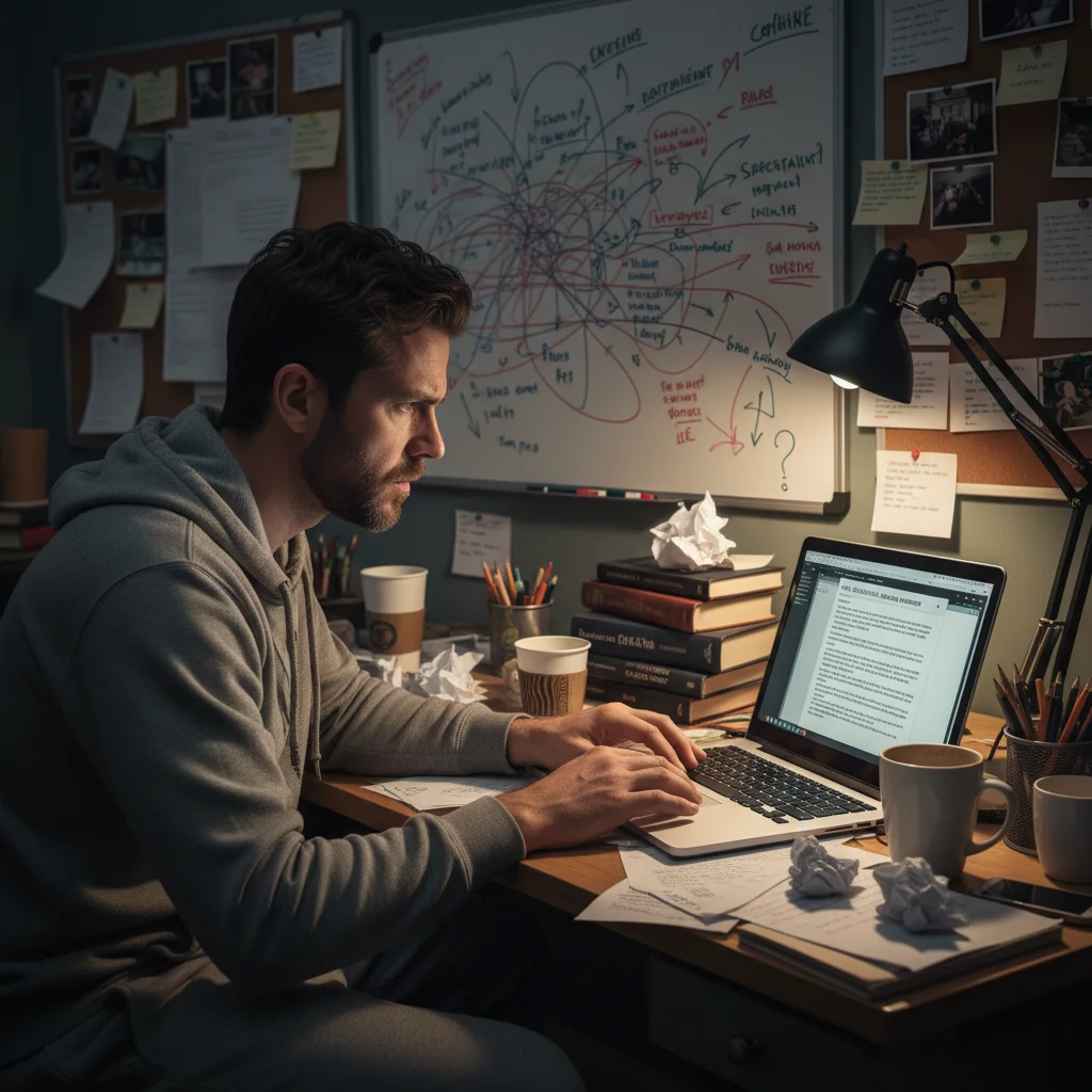 Screenwriter crafting compelling drama series plot