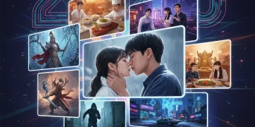 Collage of diverse short doramas scenes on digital screens, highlighting 2026 trends.