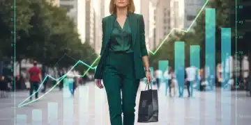 Woman confidently walking, showcasing smart fashion choices and budget-friendly shopping