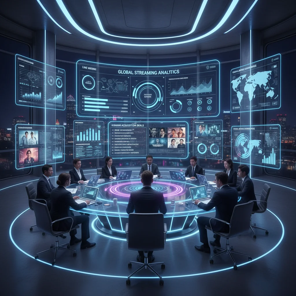 Streaming platform executives analyzing K-Drama content deals