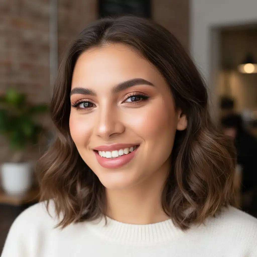 Confident smile showing subtle makeup achieved with affordable products
