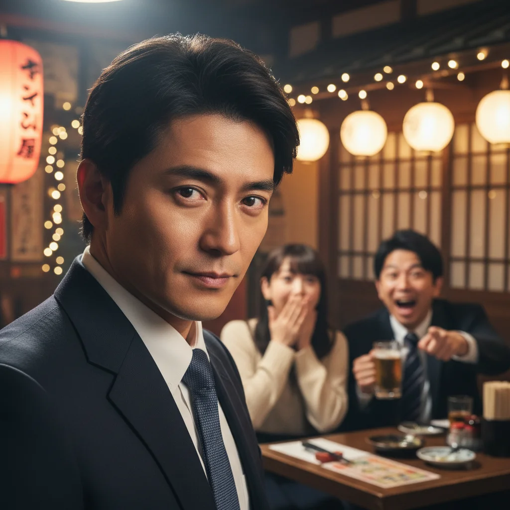 Dorama actor's surprise appearance causing a stir in a scene.