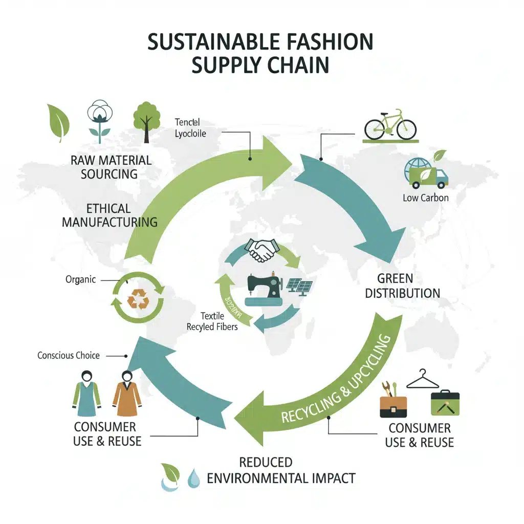 Sustainable fashion supply chain infographic