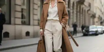 Timeless Wardrobe: 12 Investment Pieces for 2026 and Beyond Woman in classic trench coat, symbol of timeless elegance.