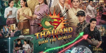 Dynamic collage of a trending Thai drama with US audience growth
