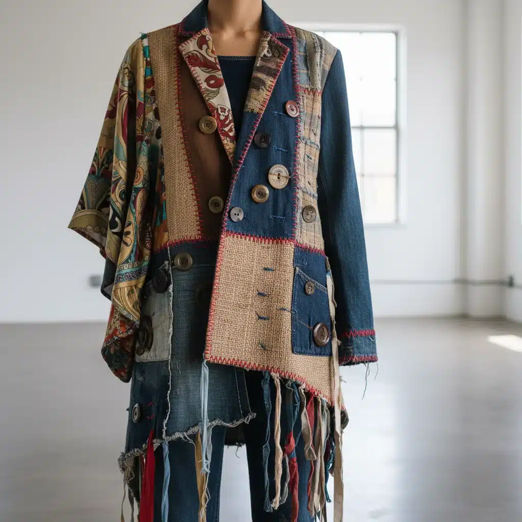 Detailed view of an upcycled garment by an emerging sustainable designer