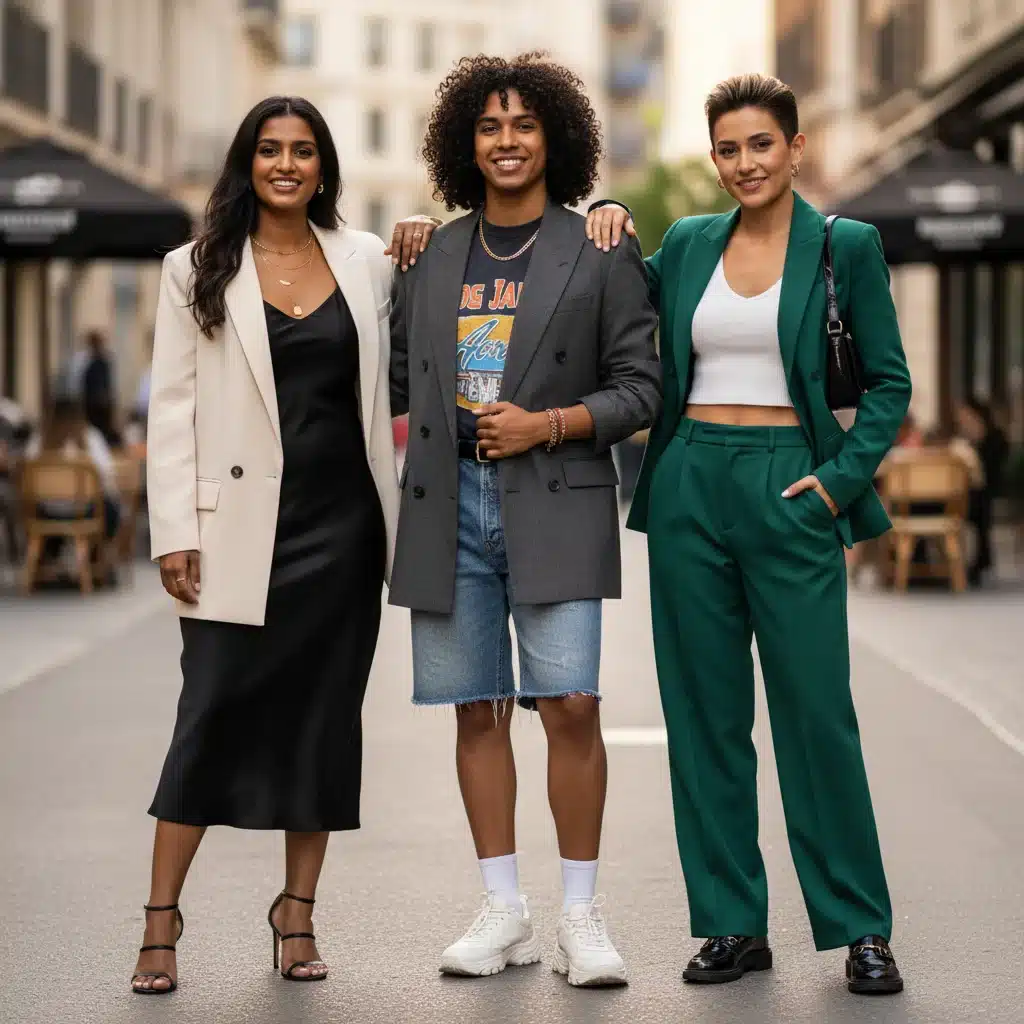 Diverse people styling classic blazers in modern ways