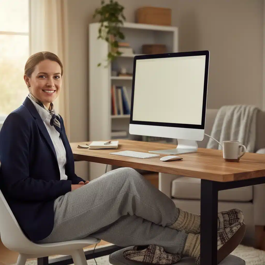 Professional top for video calls with comfortable lower attire