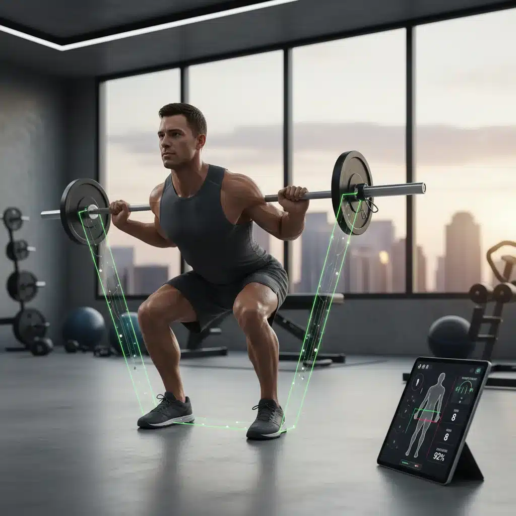 Athlete using smart resistance bands with real-time feedback