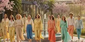 Models displaying diverse outfits in Spring Summer 2026 color palettes