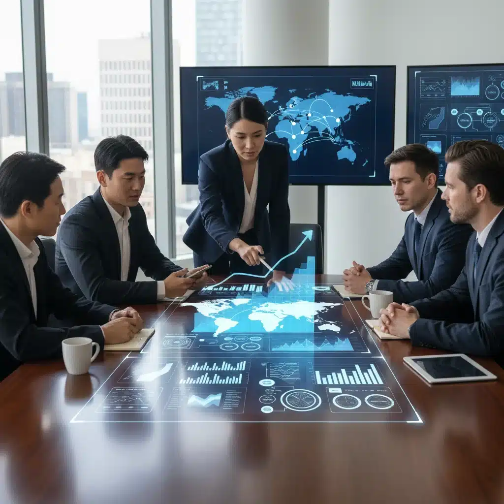 Diverse team collaborating on supply chain logistics and inventory management